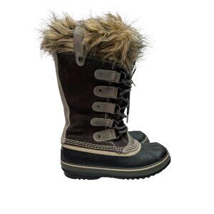 Sorel Joan Of Arctic Brown Gray Suede Tall Winter Boots 1540-051 Size 6 Snow